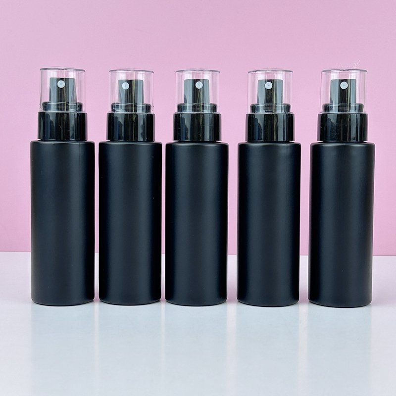 30ml 50ml 100 ml glass bottles for cosmetics matte black custom spray bottle for toner deluxe glass pump bottles
