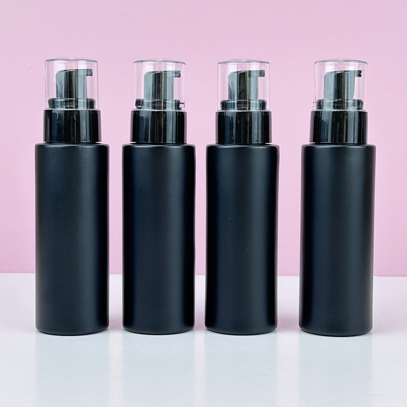 30ml 50ml 100 ml glass bottles for cosmetics matte black custom spray bottle for toner deluxe glass pump bottles
