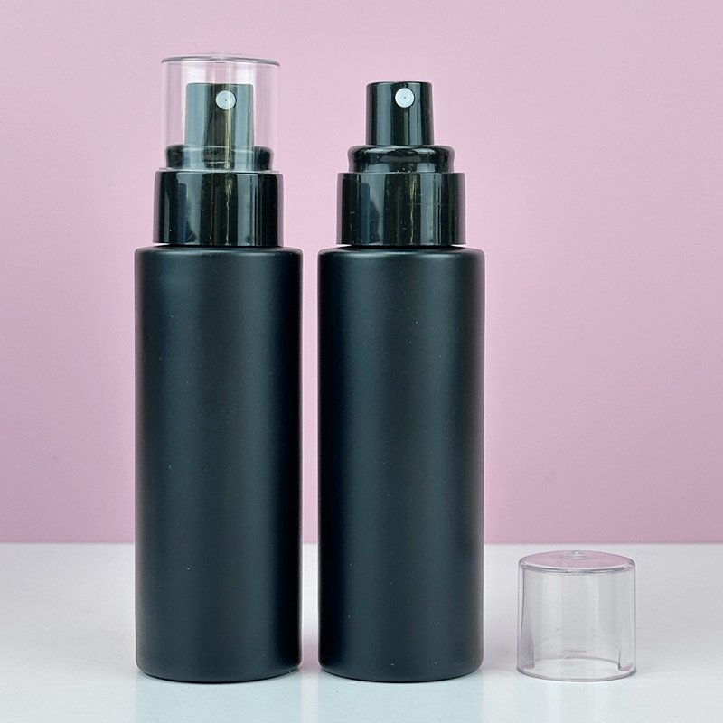 30ml 50ml 100 ml glass bottles for cosmetics matte black custom spray bottle for toner deluxe glass pump bottles