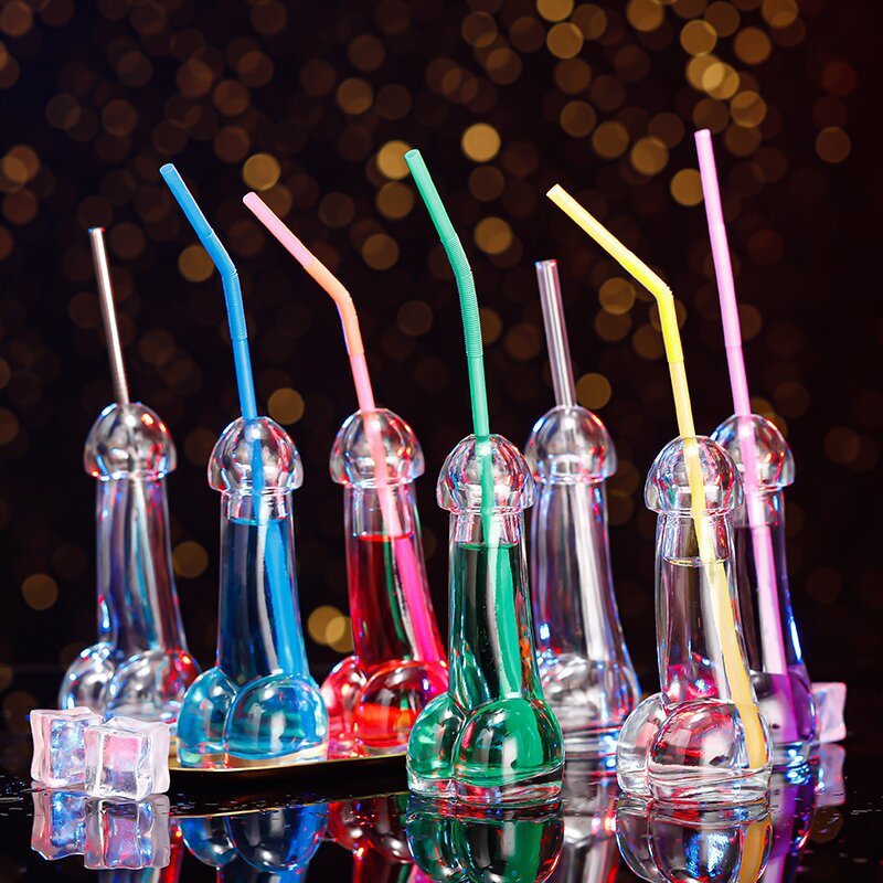 Creative Alternative Shaped Glass Male Penis Shaped Cocktail Wine Glass Cup Drink Bottles