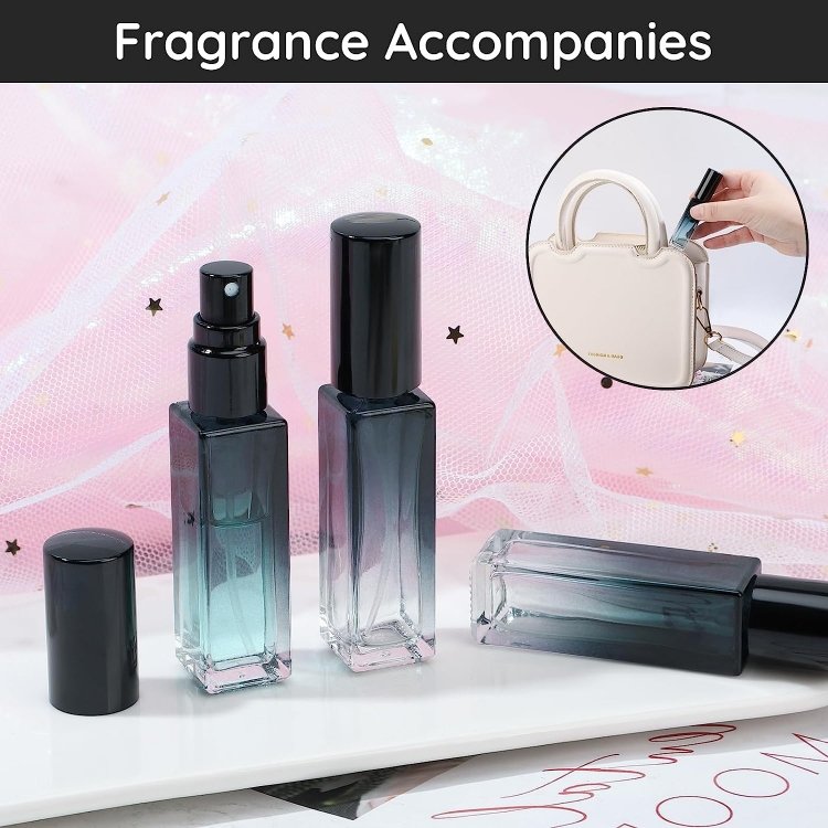 Customized gradient blue color perfume glass bottle square shape perfume bottle for personal