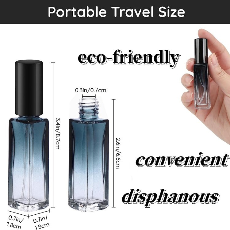 Customized gradient blue color perfume glass bottle square shape perfume bottle for personal