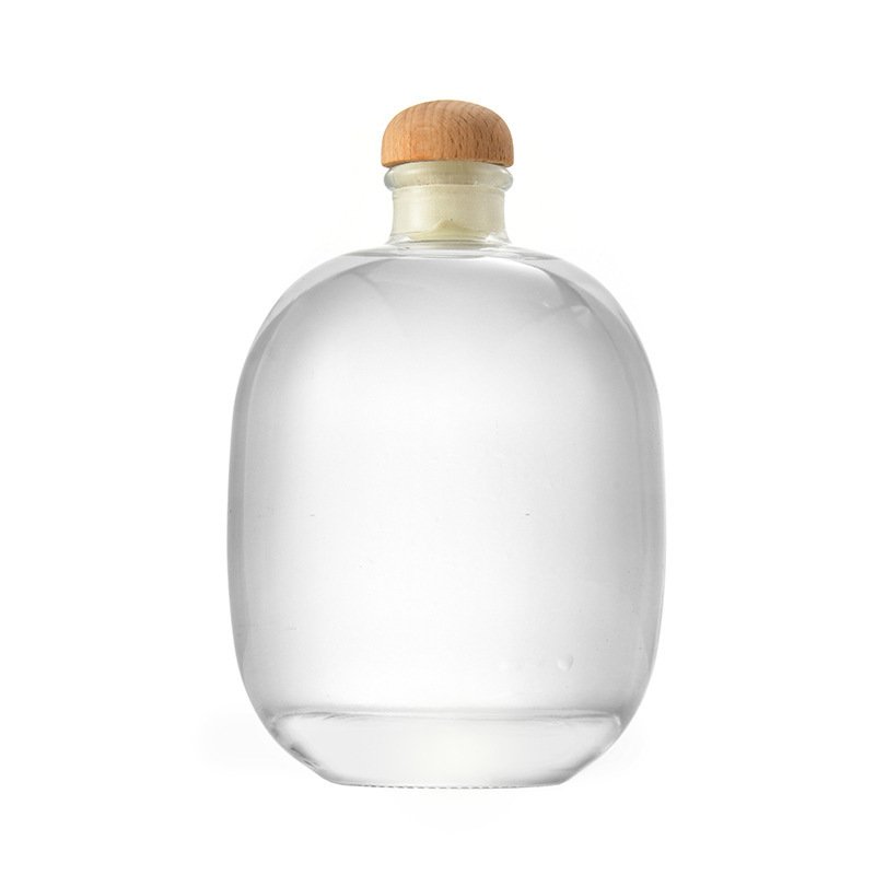 Custom Logo Clear Frost Glass Bottle 500ml Liquor Empty Glass Bottles Ice Wine Liquor Vodka Beverage Glass Bottle With Cork