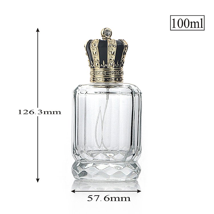 Luxury Crown Cap 100ml Empty Perfume Glass Bottles Arabic Perfume Scent Bottle For Fragrances Glass Bottle Manufacturer