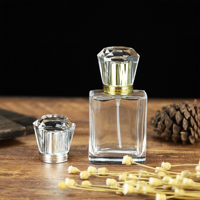 Luxury 30ml 50 ml Clear Glass Perfume Spray Bottle with Aluminium Cap Flacon Parfum Vide 50ml Square Perfume Bottle