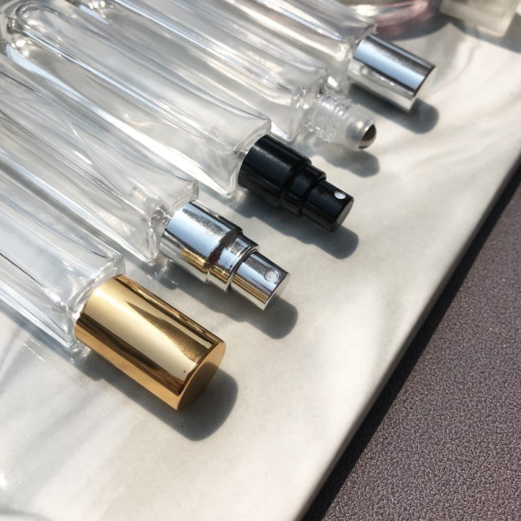 Thick Bottom Vintage 10ml Mini Round Square Essential Oil Bottle Clear Refillable Perfume Glass Spray Bottle