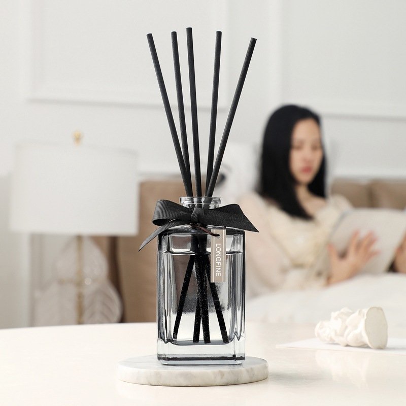 Luxury Refill Clear Hexagonal Column Glass Bottle Air Freshener Diffuser Black Bow Ribbon 150ml Transparent Aroma Reed Diffuser