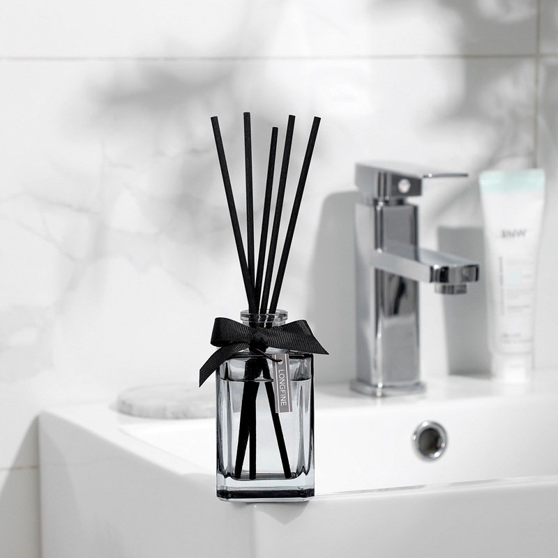 Luxury Refill Clear Hexagonal Column Glass Bottle Air Freshener Diffuser Black Bow Ribbon 150ml Transparent Aroma Reed Diffuser
