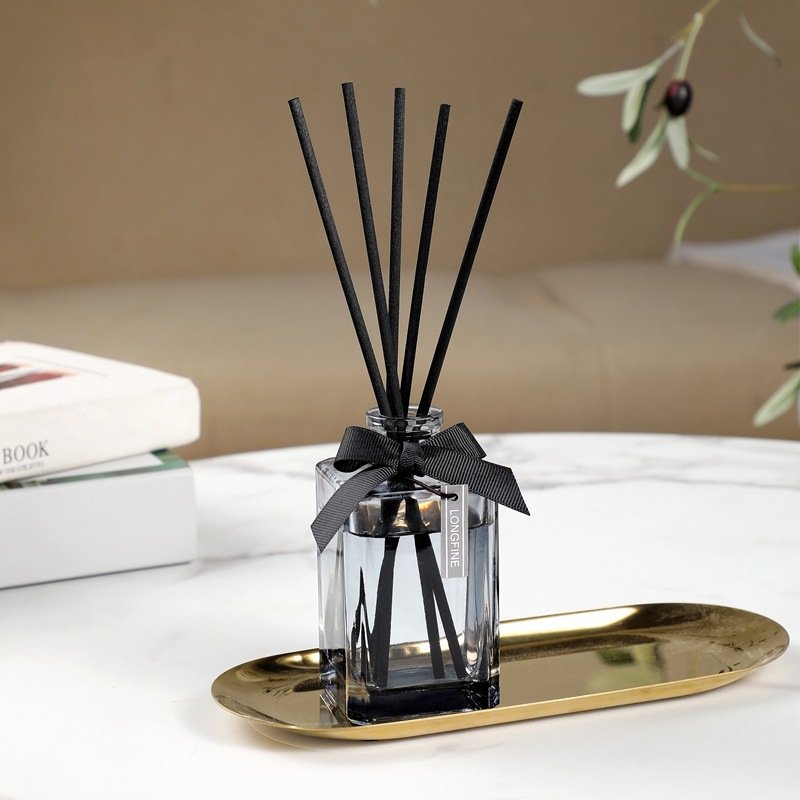 Luxury Refill Clear Hexagonal Column Glass Bottle Air Freshener Diffuser Black Bow Ribbon 150ml Transparent Aroma Reed Diffuser