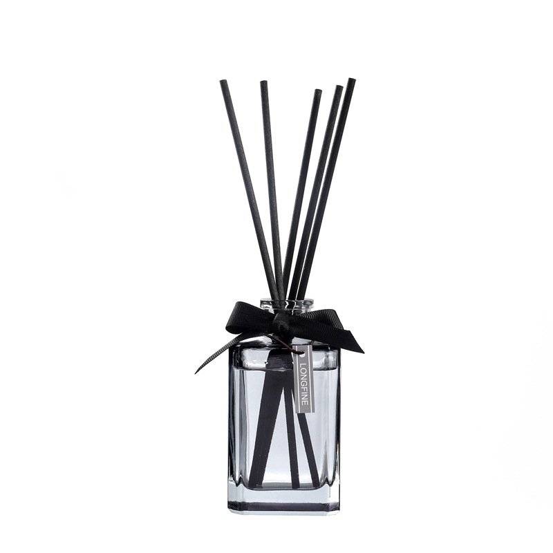 Luxury Refill Clear Hexagonal Column Glass Bottle Air Freshener Diffuser Black Bow Ribbon 150ml Transparent Aroma Reed Diffuser
