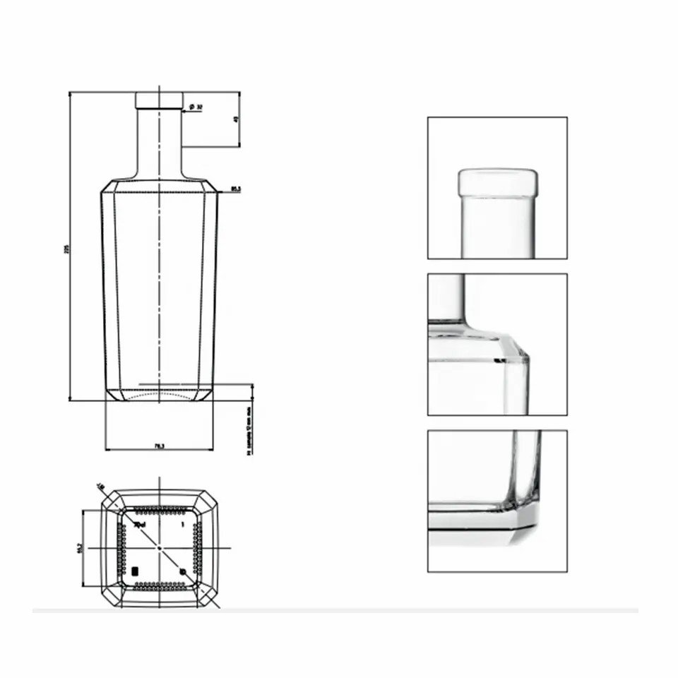 500ml 750ml Glass Bottle Food Safe Grade Glass Wine Bottles Clear Glass Bottle With Lid