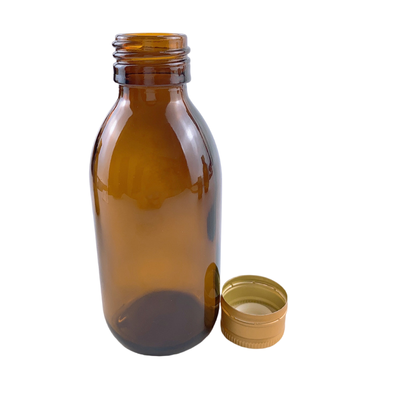 Free Sample 30ml-150ml brown glass bottle custom logo shading bottle with aluminum anti-theft lid Tea Shaded Round Glass Bottle