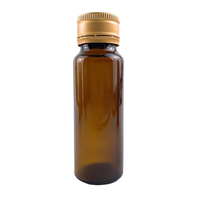 Free Sample 30ml-150ml brown glass bottle custom logo shading bottle with aluminum anti-theft lid Tea Shaded Round Glass Bottle