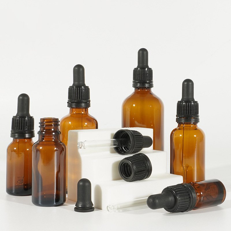 Amber Gold Black dropper 30ml Glass Bottle With Collar For Essential Oil Beard Oil Men Enlarge Oil Serum Skin Care Set Tubular