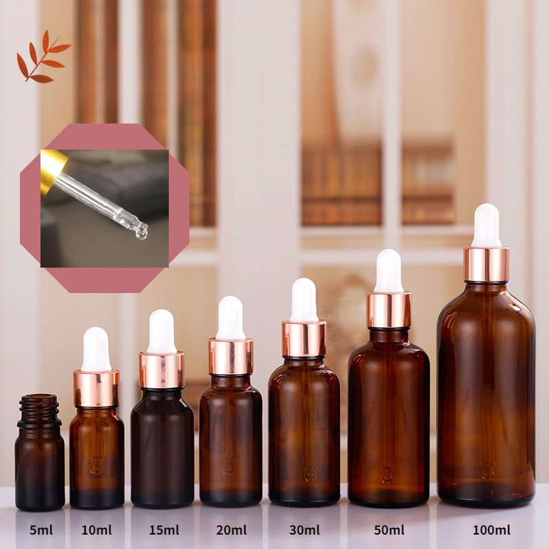 Amber Gold Black dropper 30ml Glass Bottle With Collar For Essential Oil Beard Oil Men Enlarge Oil Serum Skin Care Set Tubular