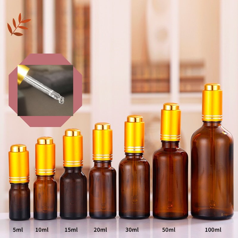 Amber Gold Black dropper 30ml Glass Bottle With Collar For Essential Oil Beard Oil Men Enlarge Oil Serum Skin Care Set Tubular