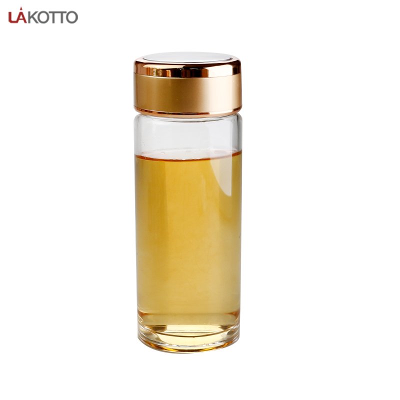 500ml Luxury glass bottle with gold metal lid for water , honey , bottle logo can be customized