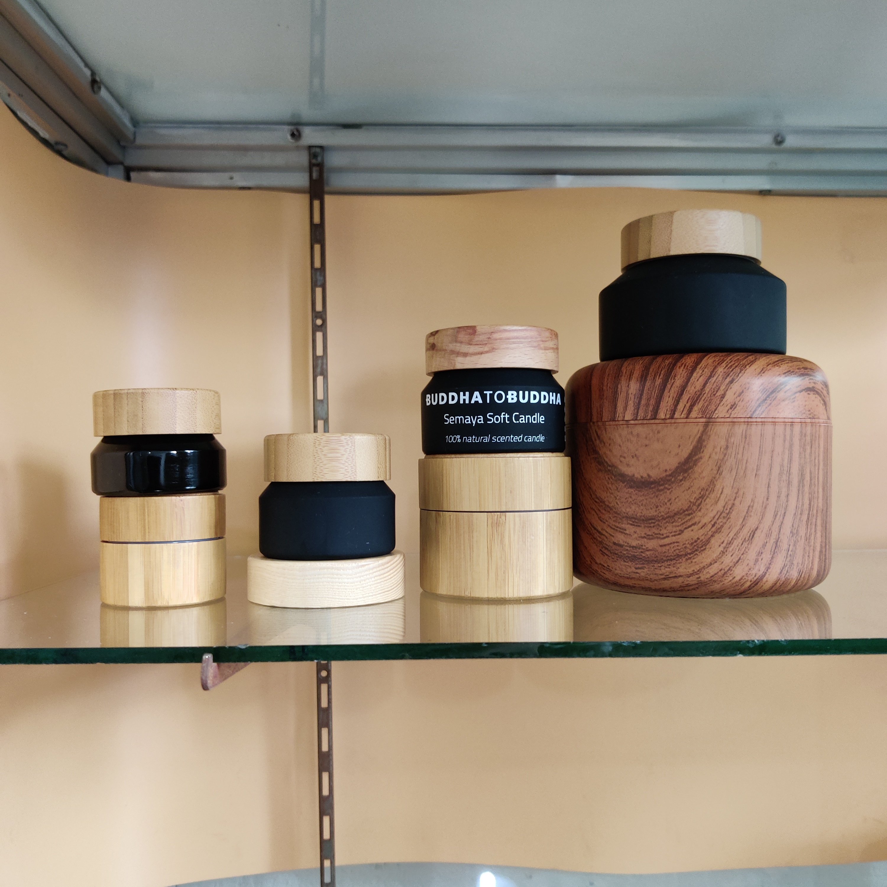 Black Matte Cosmetic Packaging Glass Bottle and Tilt Jar for Serum Essential Oil Lotion Face Cream Skin Care Balm with BambooLid