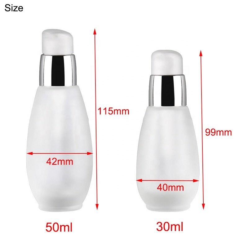 30ml 50ml High quality Clear Frosted Serum Cosmetic Cream Pump Dispenser Glass bottle (GLC01)