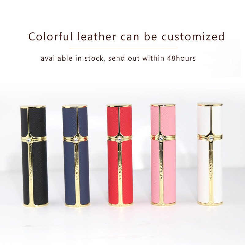 Customized Leather Perfume Refill Spray Bottles Silver Metal Portable Travel Refillable Atomizer 10ml Spray Bottle Cosmetic Zinc