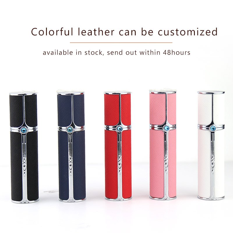 Customized Leather Perfume Refill Spray Bottles Silver Metal Portable Travel Refillable Atomizer 10ml Spray Bottle Cosmetic Zinc