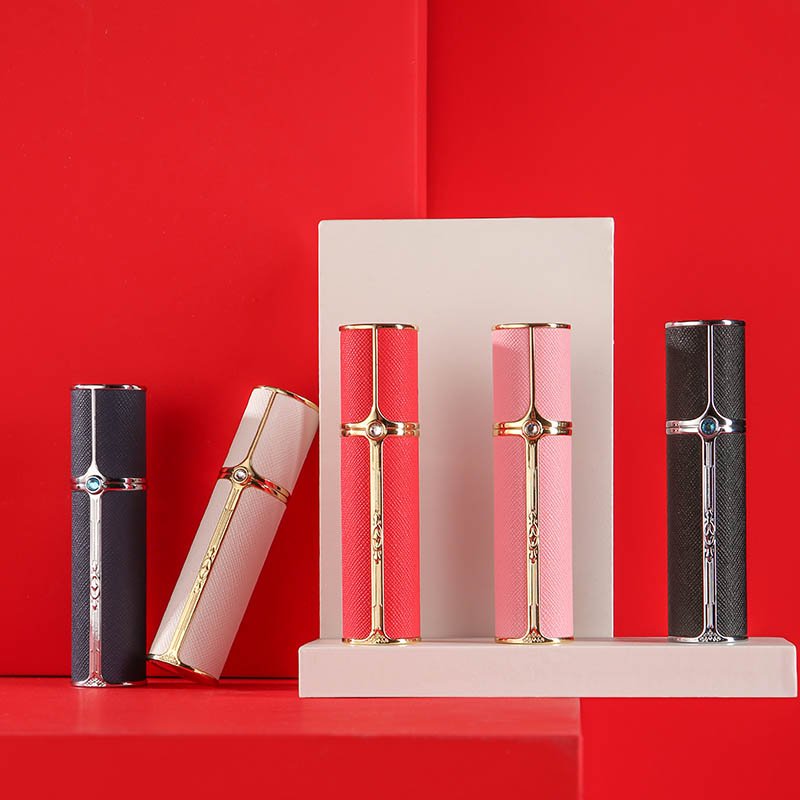 Customized Leather Perfume Refill Spray Bottles Silver Metal Portable Travel Refillable Atomizer 10ml Spray Bottle Cosmetic Zinc
