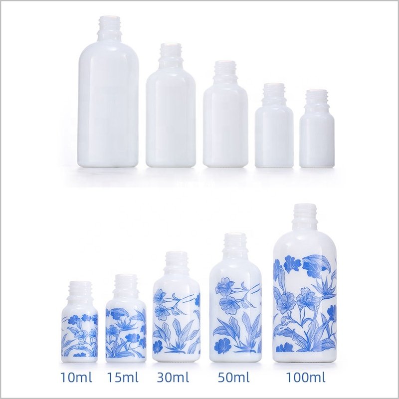 opal glass bottle 200 ml 100 ml essential oil bottle 50 ml 30 ml 15 ml 10 ml cosmetic bottle with bamboo dropper pipette