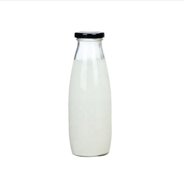 Wholesale Classic 200ml 250ml 500ml 1000ml Transparent Metal Lid Clear Milk Glass Bottle
