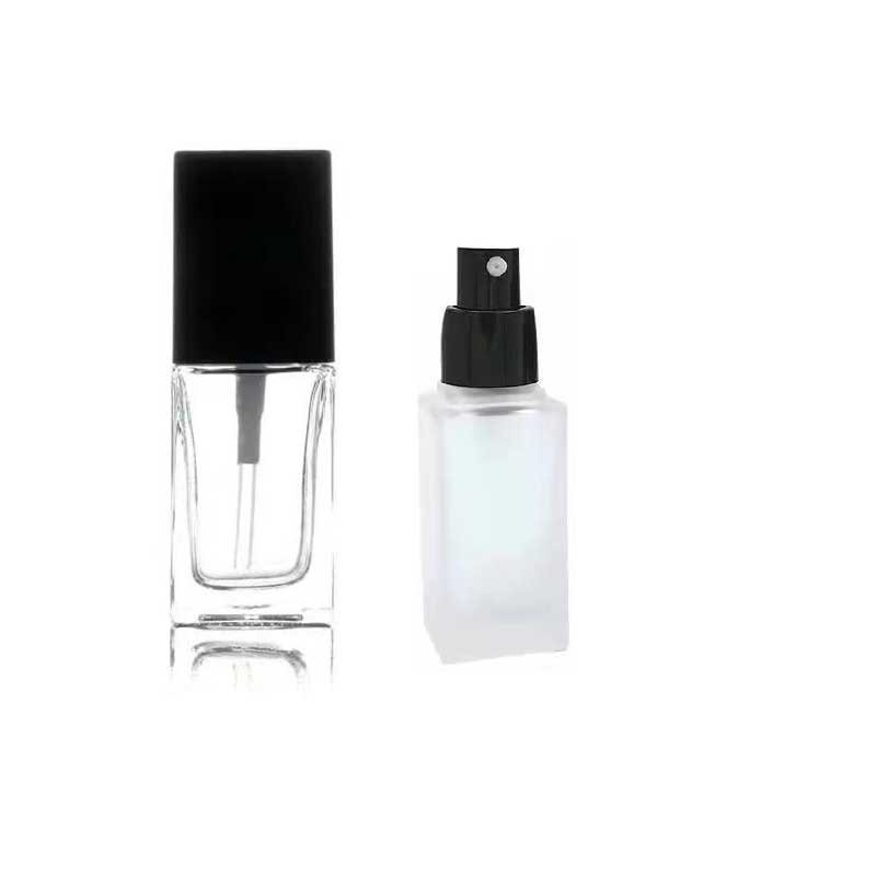 Luxury 15ML 20ML 30ML40ML 50ML Empty Clear Frosted Rectangle Square Glass Lotion Pump Bottle For Liquid Foundation