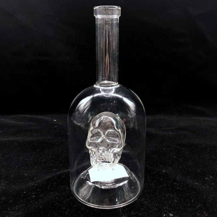 Hot Vodka Brandy Frosted Wine Glass Bottles Skull Shape Lead Free Glass Wine Bottle Whisky Decanter Gift Set