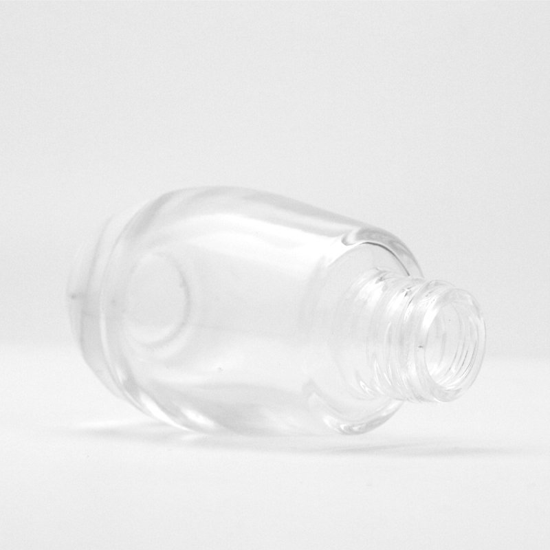 Luxury electroplated 30ml clear glossy white and gold drop shape thick base 50 ml serum dropper bottles silver top