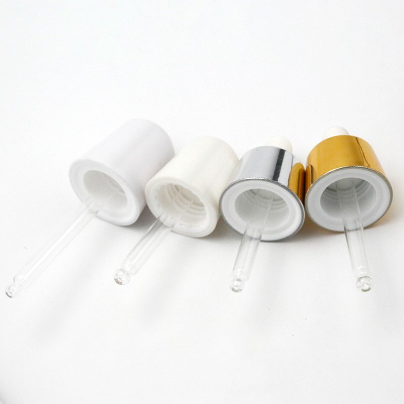 Luxury electroplated 30ml clear glossy white and gold drop shape thick base 50 ml serum dropper bottles silver top