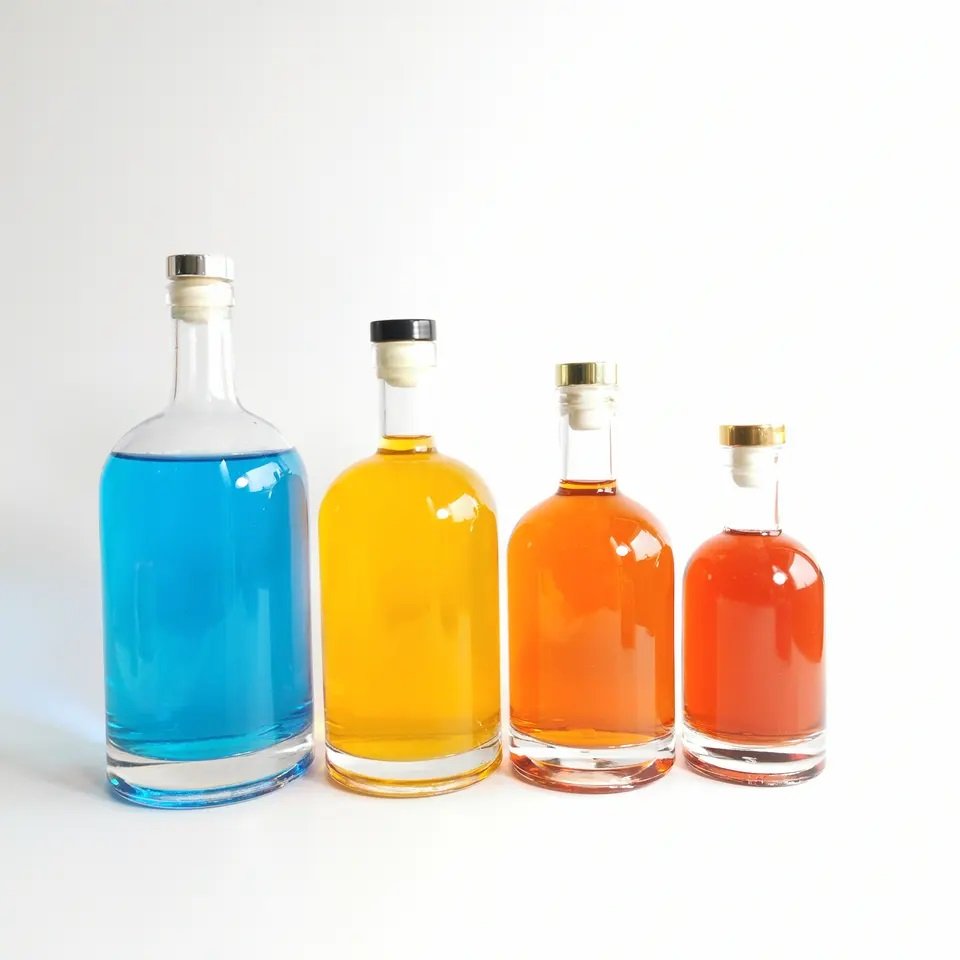 Customized 200ml 375ml 500ml 750ml 1000ml vodka whiskey glass bottle