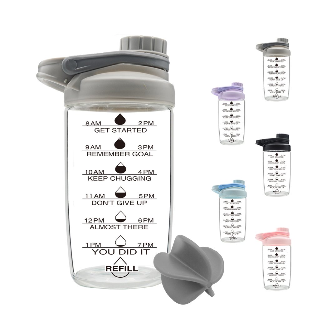 750ml Motivational Water Bottles With Time Marker Custom Sports Protein Gym Shaker bottle