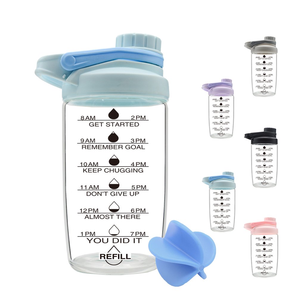 750ml Motivational Water Bottles With Time Marker Custom Sports Protein Gym Shaker bottle