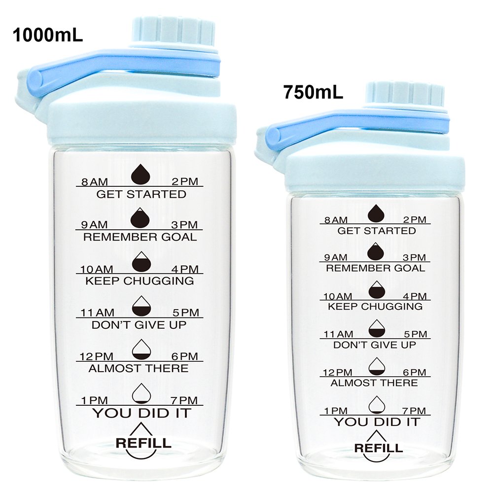 750ml Motivational Water Bottles With Time Marker Custom Sports Protein Gym Shaker bottle