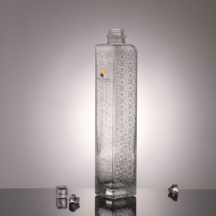 Clear Rectangular Pretty Tequila Liquor Wines Glass Bottle Whiskey