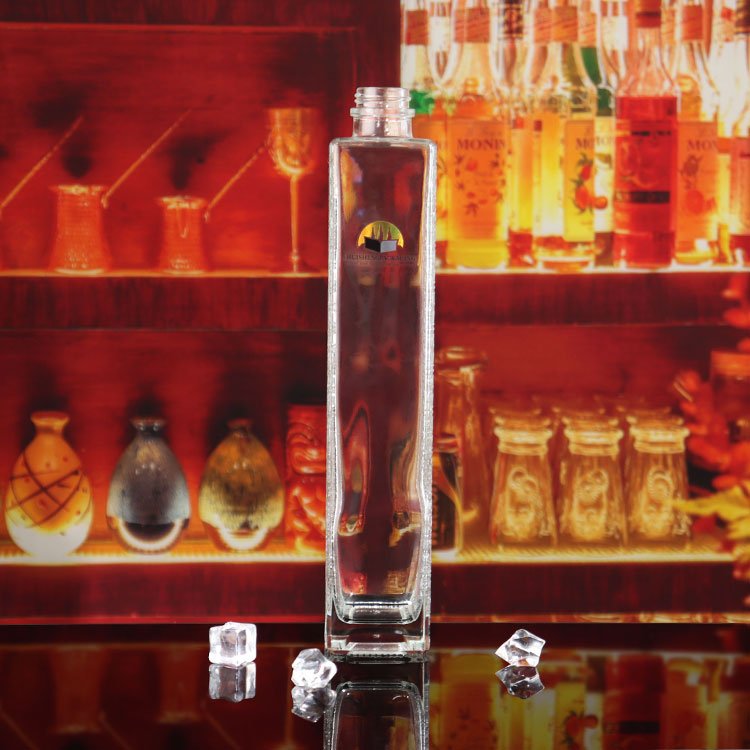 Clear Rectangular Pretty Tequila Liquor Wines Glass Bottle Whiskey