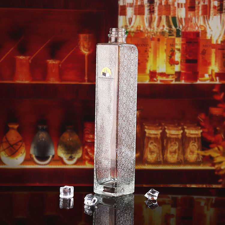 Clear Rectangular Pretty Tequila Liquor Wines Glass Bottle Whiskey