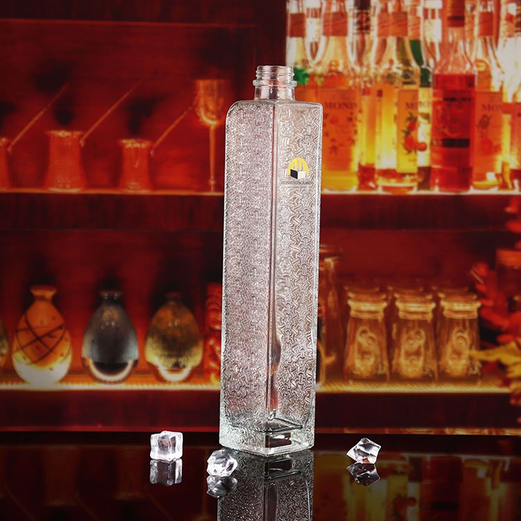 Clear Rectangular Pretty Tequila Liquor Wines Glass Bottle Whiskey