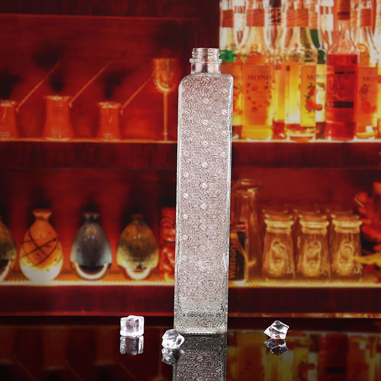 Clear Rectangular Pretty Tequila Liquor Wines Glass Bottle Whiskey