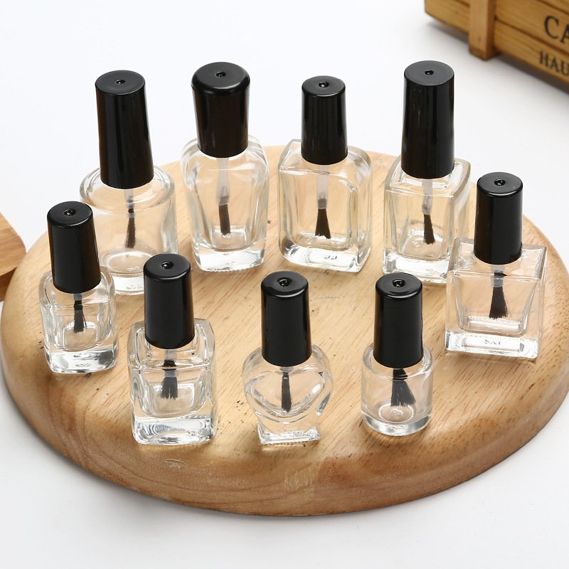 Custom Clear Glass Nail Polish Bottles 3ml 5ml 10ml 15ml 20ml Square Empty Nail Polish Glass Bottle With Brush