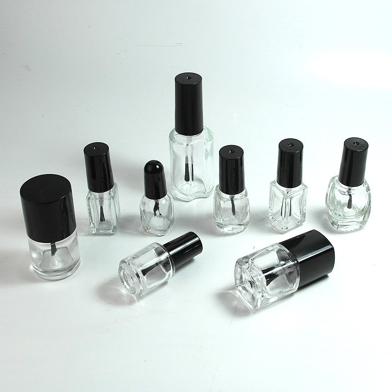 Custom Clear Glass Nail Polish Bottles 3ml 5ml 10ml 15ml 20ml Square Empty Nail Polish Glass Bottle With Brush