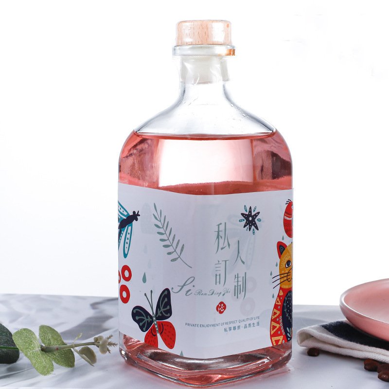 Purchase Empty Fancy Square 500ml 750ml 1000ml Liquor Liqueur Whisky Whiskey Rum Alcohol Resealable Glass Bottle