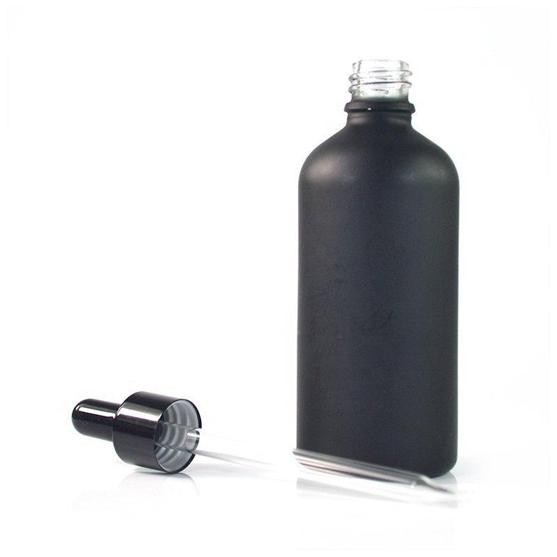 Essential oil bottle 5ml 10ml 15ml 20ml 30ml 50ml 100ml frosted Black White Glass Bottle with Calibrated Glass pipette