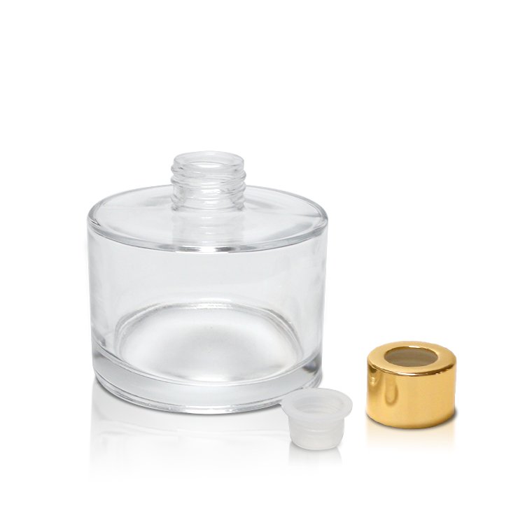 Empty 50ml 100ml 200ml clear aroma reed diffuser bottle scent perfume essential oil round glass bottles air freshener packaging