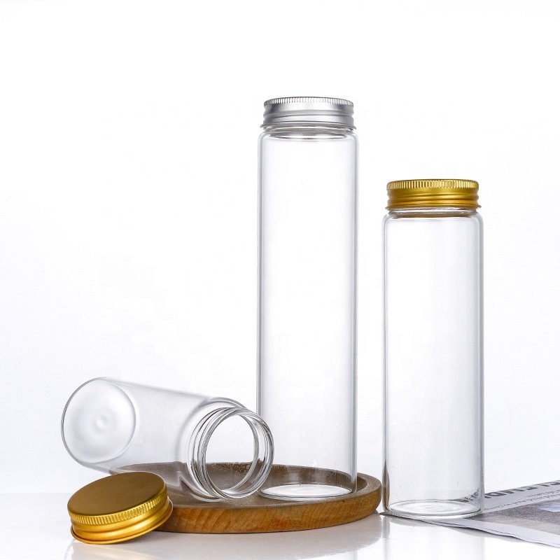 47mm Diameter Borosilicate tube storage glass sample vial glass bottle test tube with Screw Sealing golden sliver cap