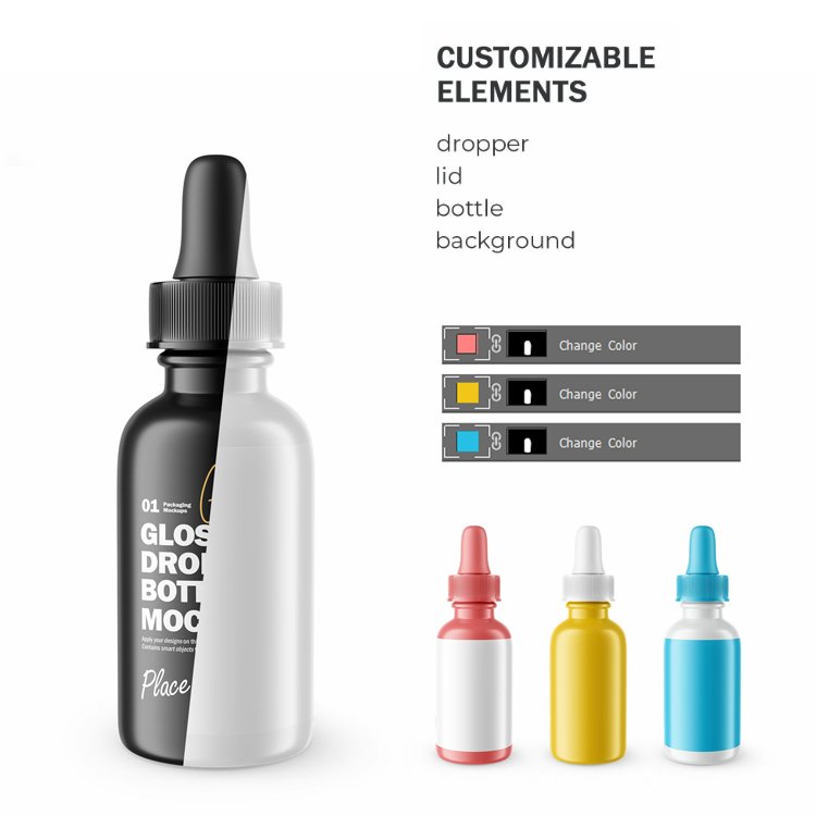 OEM ODM Glass Dropper Bottle Blue Amber Green Clear Essential Oil with Dropper Bottle 15ml 20ml 30ml Glass Bottle Packaging