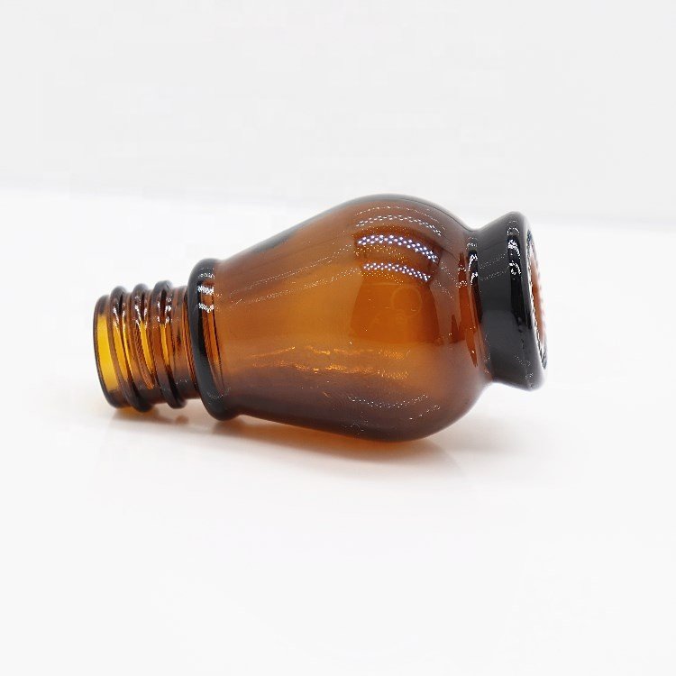 Empty 10ml Amber Single Gourd Shape Glass Bottle With Dropper Cap For Cosmetic Packaging Essential Oil Packing