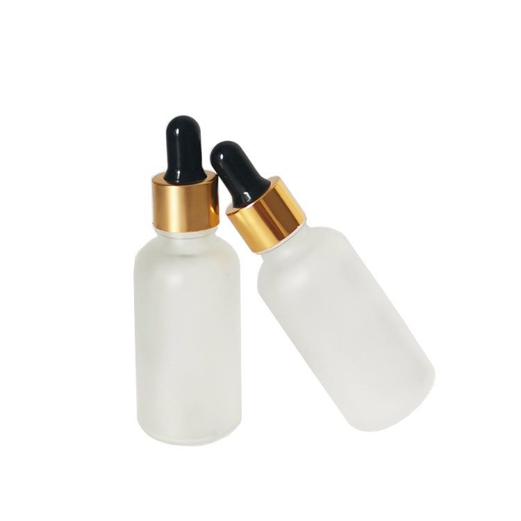 factory custom clear frosted cylinder hair oil cosmetic serum glass dropper empty bottle for essential oil